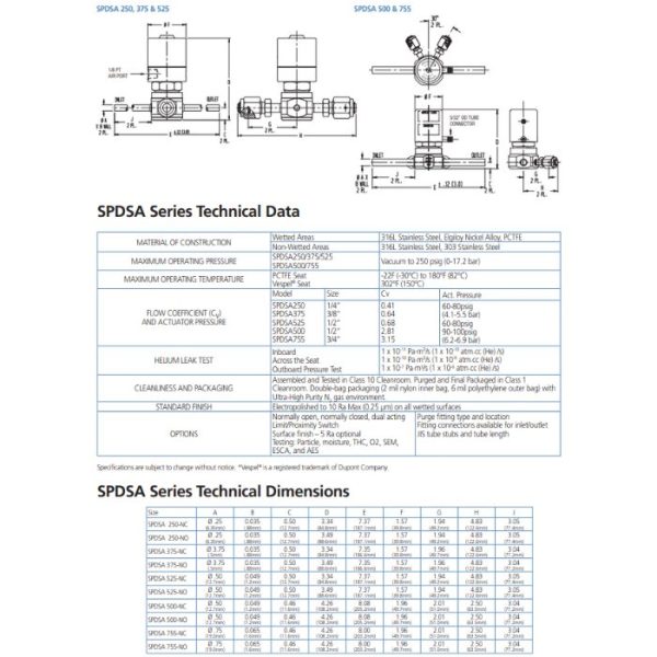 Carten Fujikin SPDSA Series Diaphragm Valves Mega Valve & Fitting Pte Ltd